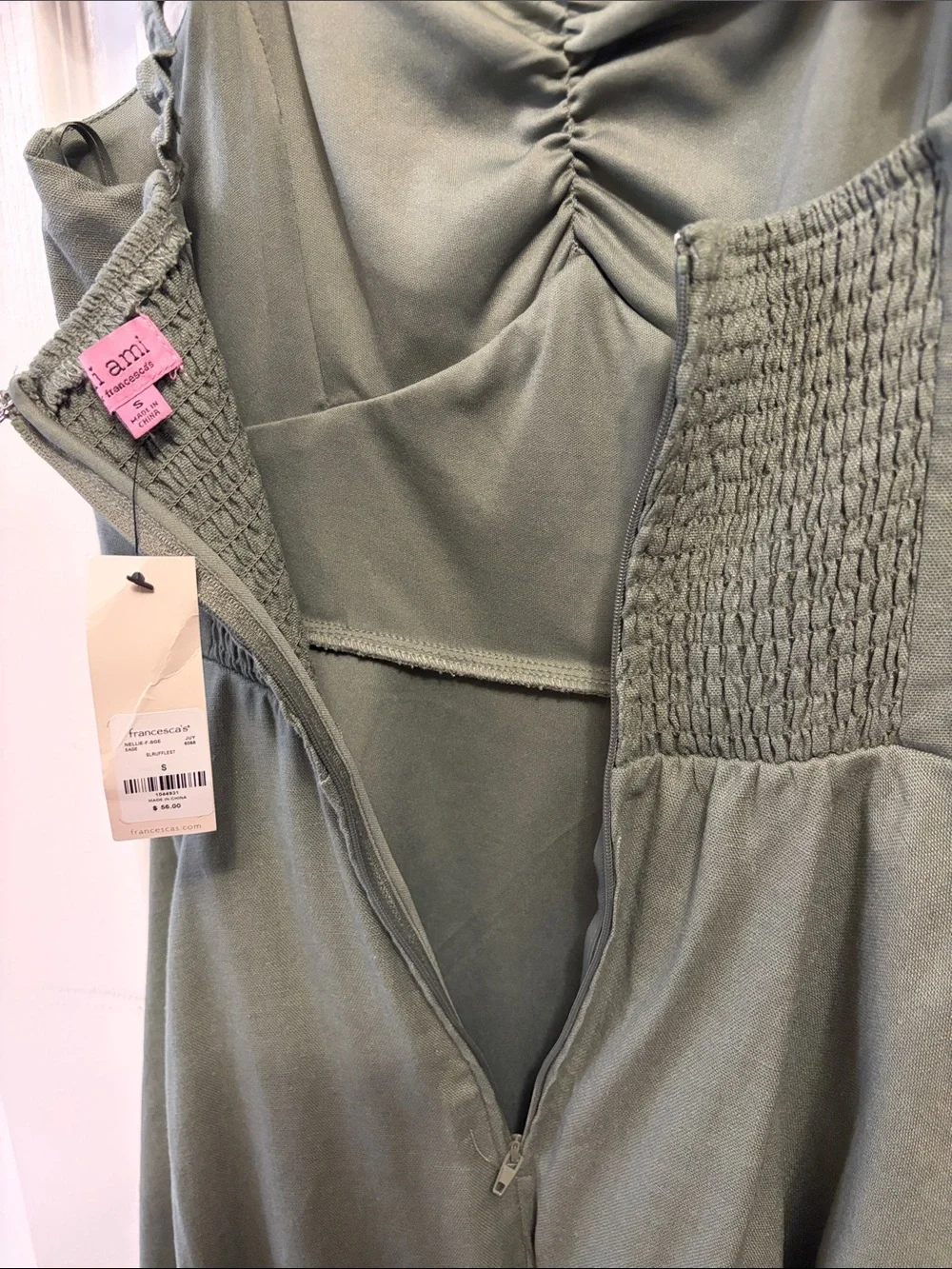Francesca's Collections Olive Green Ruffle Strap Fit & Flare Dress